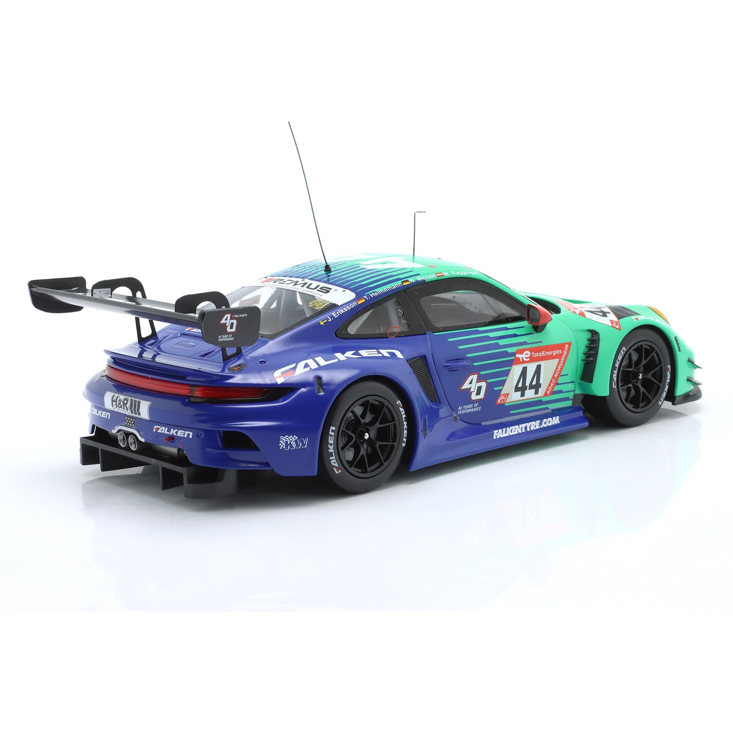 Modellauto Porsche 911 GT3 R (992) Falken #44 24h Nürburgring 2023 Ixo Maßstab 1:18